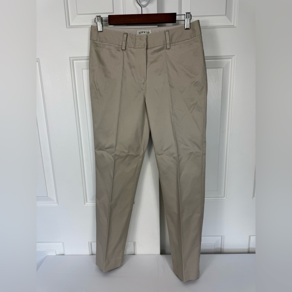 Orvis Straight Leg Chino Khaki Flat Front Pants Tan Ladies Women’s Size: 4‎ EUC